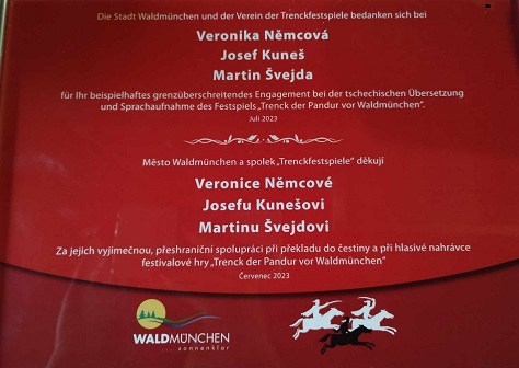 Od léta 2023 v českém jazyce legenda Franz von der Trenck. Amfiteátr Festspieltribüne ve Waldmünchenu. (11/2022)